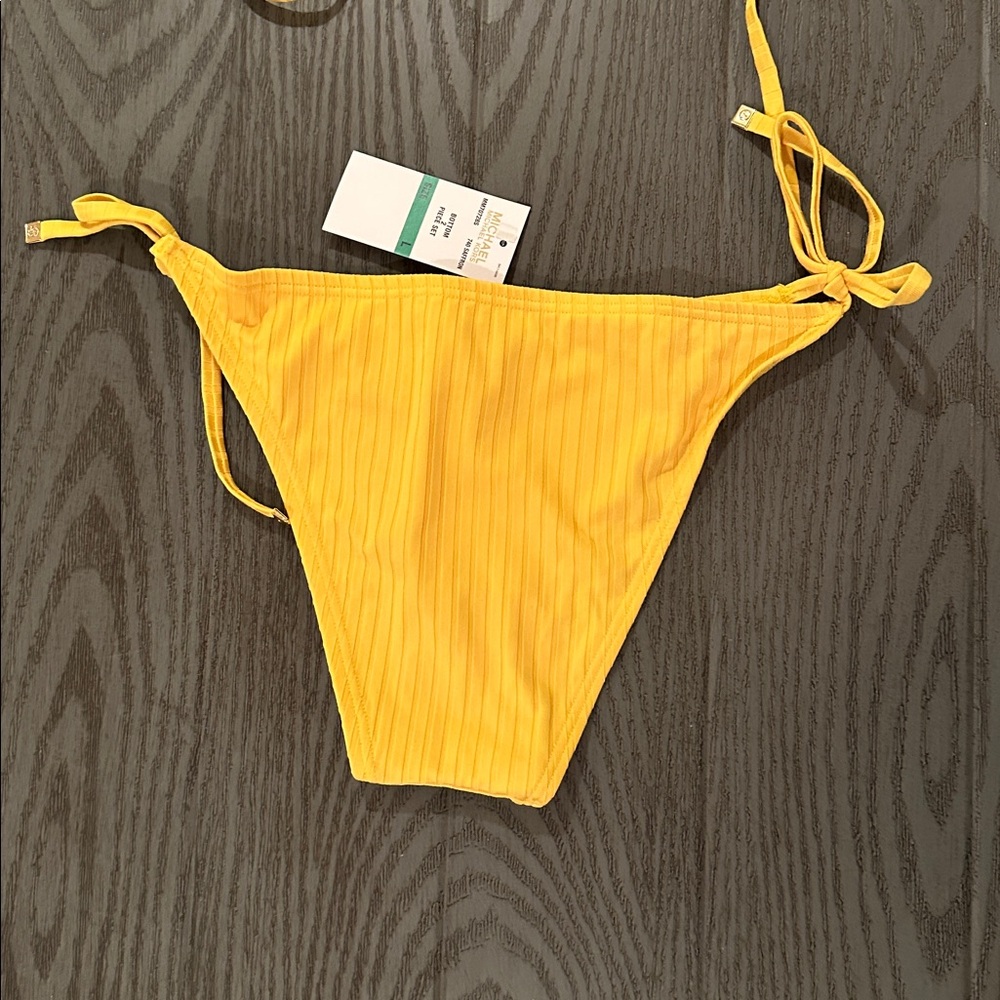 Michael Kors Yellow Ribbed String Bikini Set - Picture 8 of 11